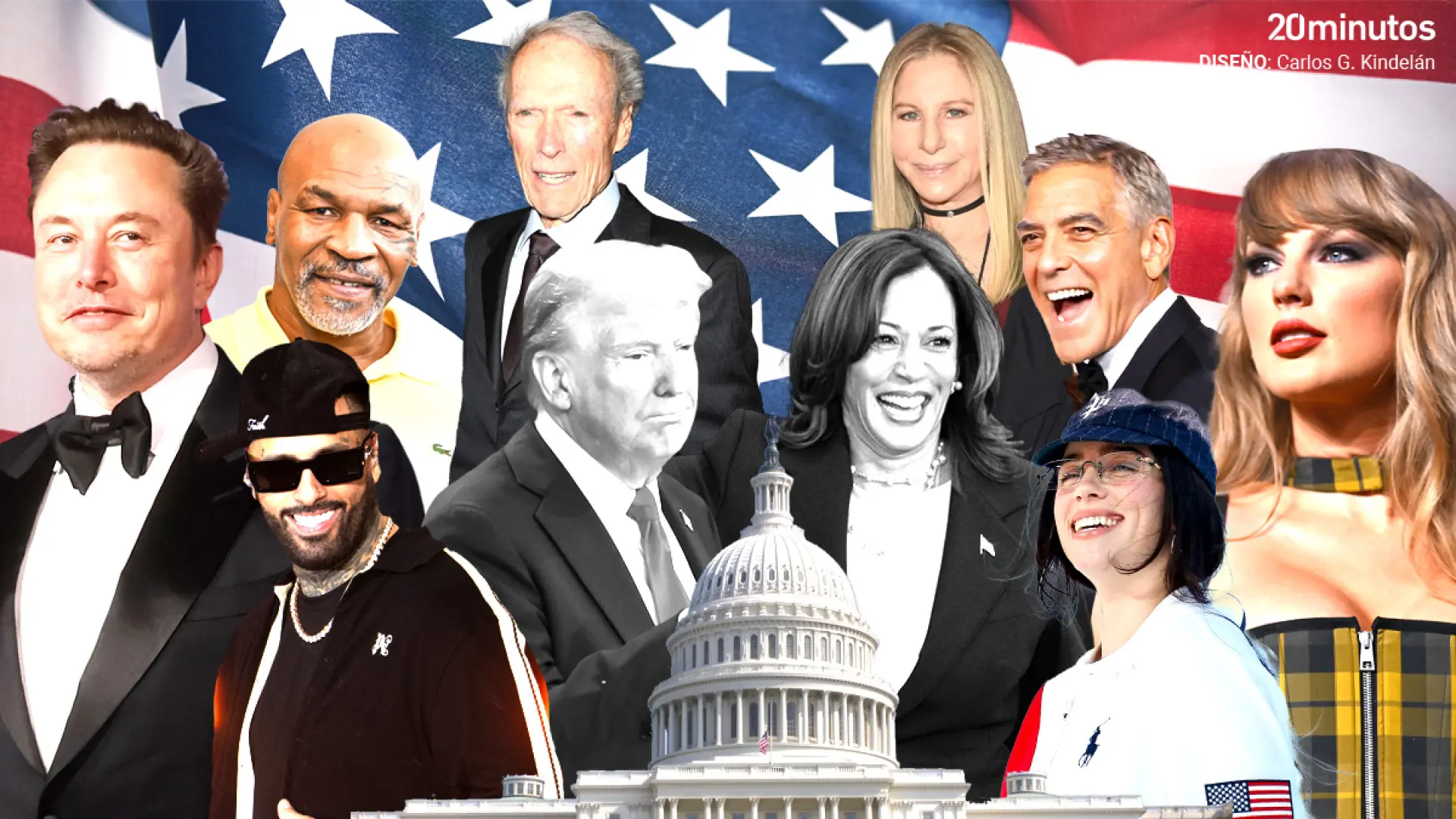 Who are celebrities supporting in the 2024 United States elections... Donald Trump or Kamala Harris?