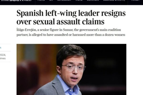 'The Times', blunt about the scandal over the Errejón case in Spain: "It is a blow to Pedro Sánchez"