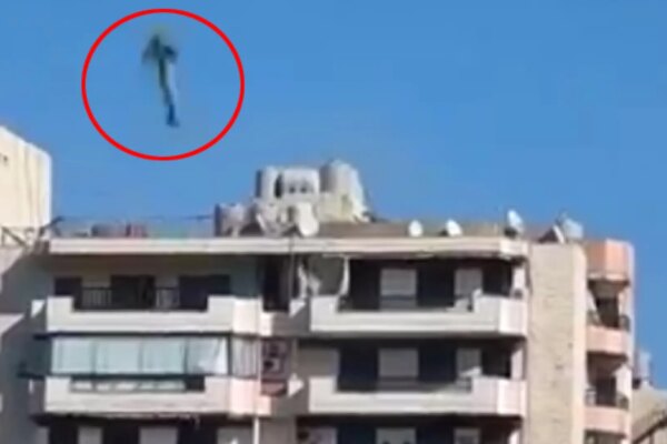 This is the moment when a 10-story building collapses in Beirut after the impact of an Israeli missile